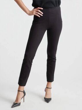 Quince Women's Black Ultra-Stretch Ponte Pants Pintuck Ankle sz S NWT